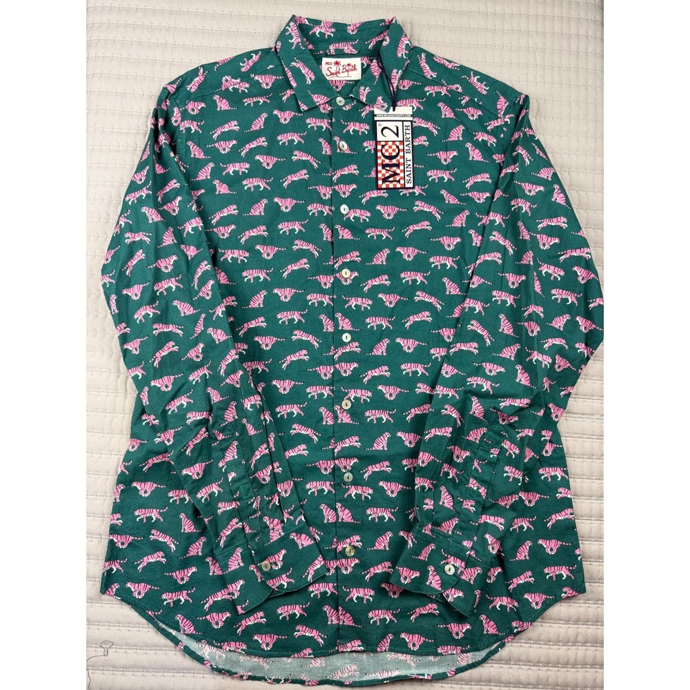 MC2 SAINT BARTH 100% COTTON LONG SLEEVE BUTTON DOWN SHIRT MADE IN MILANO/ITALY